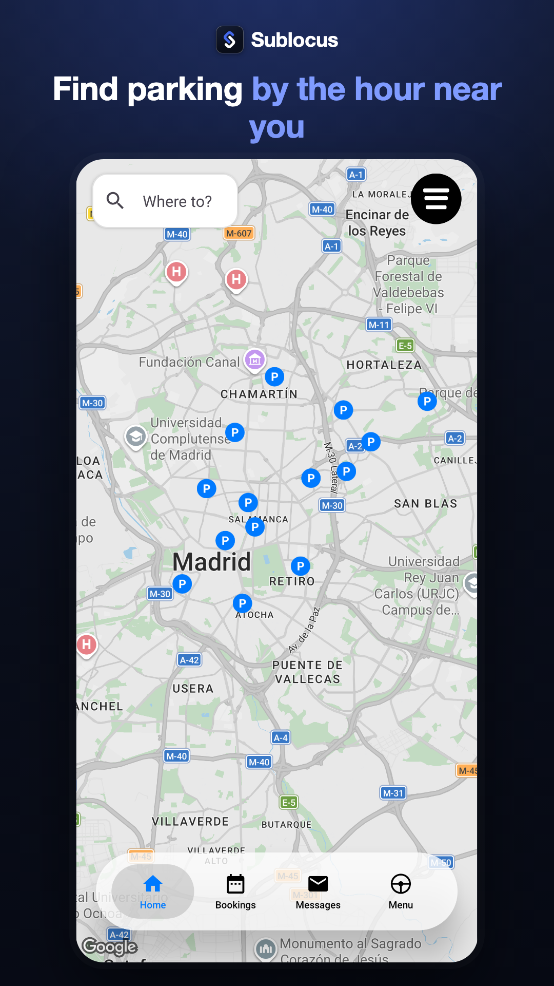Find parking by the hour near you on Sublocus