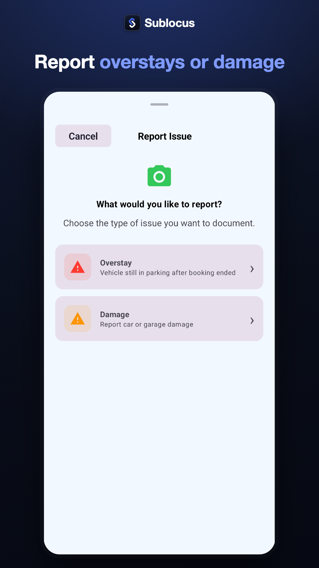 Report overstays or damage on Sublocus